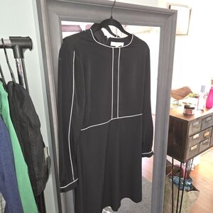 ANN TAYLOR LOFT Elegant Black Dress with White Accents